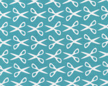 Mad Mend - Scissors Blue Organic Cotton Print Fabric from Cloud 9 Fabrics