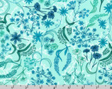 In The Bloom - Cornflower Turquoise Flowers by Valori Wells from Robert Kaufman