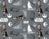 Star Wars 7 The Force Awakens - Multi Star Wars Rey Iron Grey from Camelot Cottons