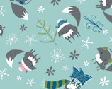 Winter Wonderland - Rainwater Foxes Aqua by Heather Rosas from Camelot Cottons