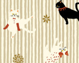 Neko III - Stripe Cats Beige with Metallic Accents from Quilt Gate