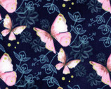Butterflies Floral Navy Blue Pink from EE Schenck