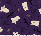 Pumpkin Party FLANNEL - Ghosts and Bats Purple by Bonnie Sullivan from Maywood Studio