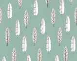 Little Ones - Feathers Dusty Green from 3 Wishes Fabric