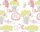 Sweethearts - Posie Woodland Animals Pink by David Walker from Free Spirit