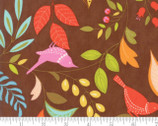 Wing and Leaf - Birds Branches Chestnut Brown by Gina Martin from Moda