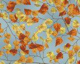 Frosted Fall - Leaves Dusty Blue from Hoffman Fabrics