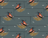 Bird Architects - Barn Swallow Graphite by Charley Harper from Birch Fabrics