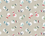 Snow Day - Scattered Snowmen Dark Cream from Lewis and Irene Fabric