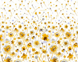 Ink Flowers Digital - Flowers Border Yellow on White by Ninola Design from P & B Textiles Fabric