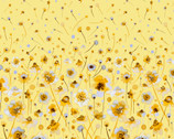 Ink Flowers Digital PANEL - Flowers Border Yellow Mustard by Ninola Design from P & B Textiles Fabric
