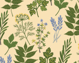 Prairie Sisters - Alice Leaves Peachy Yellow from Poppie Cotton Fabric