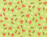 Hugs and Loves - Mushrooms Acorns Green from Henry Glass Fabric