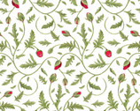 Poppy Perfection - Poppy Buds on White from Henry Glass Fabric