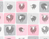 Wooley Sheep - Sheep Grid Pink Grey by Kris Ruff from Robert Kaufman Fabric