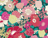 Florette - Florals Teal Coral from Quilt Gate Fabric