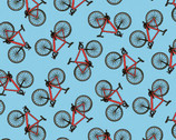 Happy Camper - Tossed Bikes Blue from Henry Glass Fabric