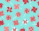 Sprinkle Sunshine - Pinwheels Red Teal by Kim Christopherson from Maywood Studio Fabric