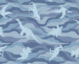 Kimmeridge Bay - Dinosaur Waves Blue from Lewis and Irene Fabric