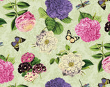 Flower Show - Tossed Flower Green by Anne Rowan from Wilmington Prints Fabric