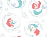 Forever Princess - Little Mermaid Swirl White by Disney from Camelot Fabrics