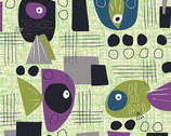 Fish Hope - Teal Lime from Paintbrush Studio Fabric