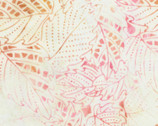 Tonga Batik Posey - Leaf Outline Satin Tan Pink from Timeless Treasures Fabrics