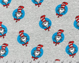 The Cat In The Hat KNIT - Cat In The Hat Grey by Dr. Seuss from Robert Kaufman Fabric