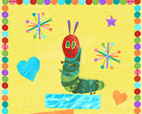 The Very Hungry Caterpillar Bright - Caterpillar Blocks Yellow PANEL by Eric Carle from Andover Fabrics