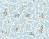 Adventures In The Sky - Rocket Dance Blue from Liberty London Fabrics