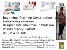 SEWING Beginning Clothing Construction - 1 Sample Technique Notebook