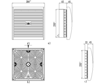 01801.0-02 5 inch Enclosure Filter Fan 24 CFM 24 VDC