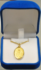 3/4" 18 Karat Gold Miraculous Medal on 18" chain