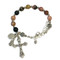 Rosary Bracelet, Rhodonite with silver findings, crucifix, Infant of Prague, & St. Benedict Medal