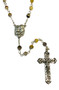 (6mm) Crazy Lace Agate, silver caps, Heart Crucifix and Holy Family centerpiece