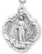Sterling Silver Miraculous Medal, Baroque Style, 24" chain