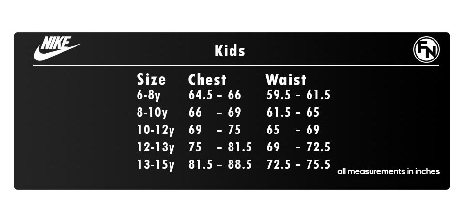 nike kids size