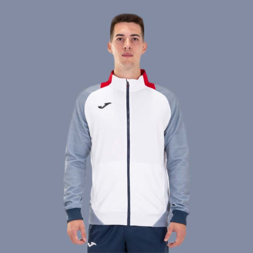 Tracksuit Jackets - Joma Essential Track Top (on model) - White/Dark Navy/Red - FN Teamwear