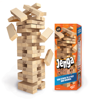 Jenga® GIANT™ Family is great for Ages 6 to Adult!  You can stack it to over 3 feet high!