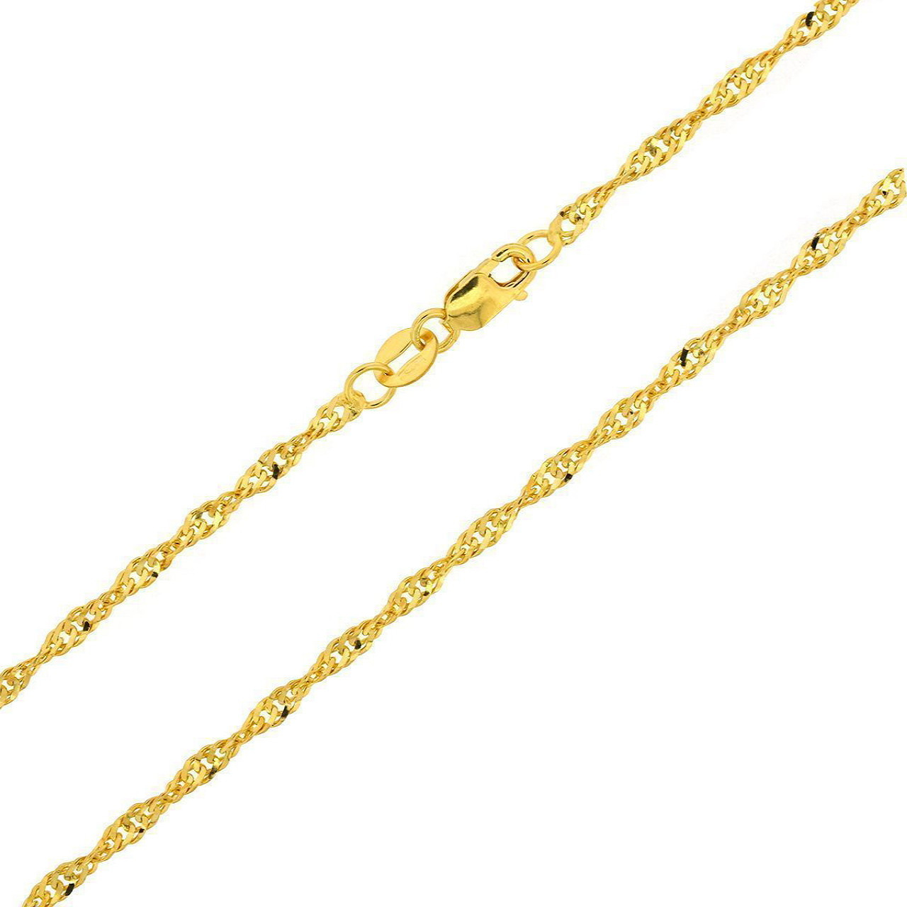 Brilliant Bijou 14k White Gold 1.7mm Singapore Chain Bracelet