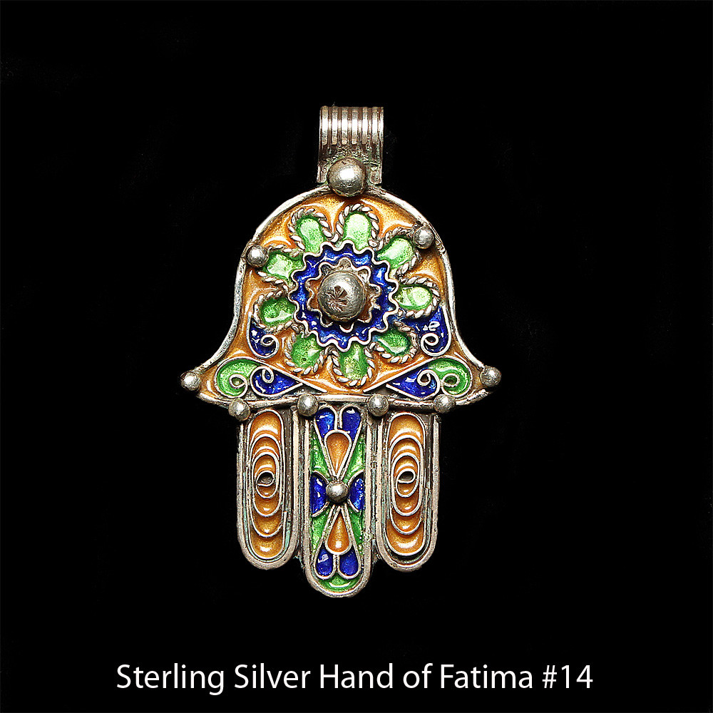 Hand of Fatima, Hamsa – Tuareg Sterling Silver Enamel Pendant From ...