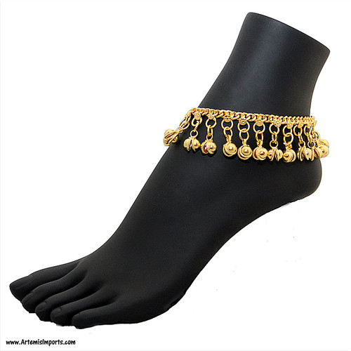 Belly Dance / Tribal Anklet with Binty Bells - Gold, Silver or Copper ...