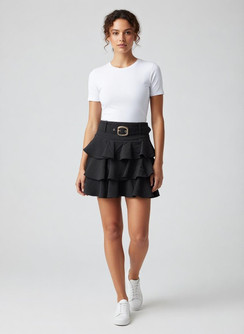 Gold Buckle 3 Tier Rara Skort (Pack of 6)