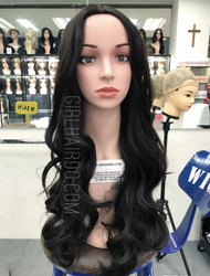 #9133 black Long wig center parting Long fringe (new)