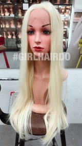 Platinum blonde Long straight lace front wig