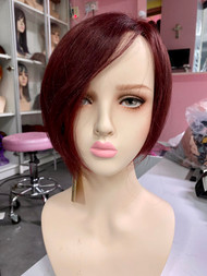 Red slope short wig human hair