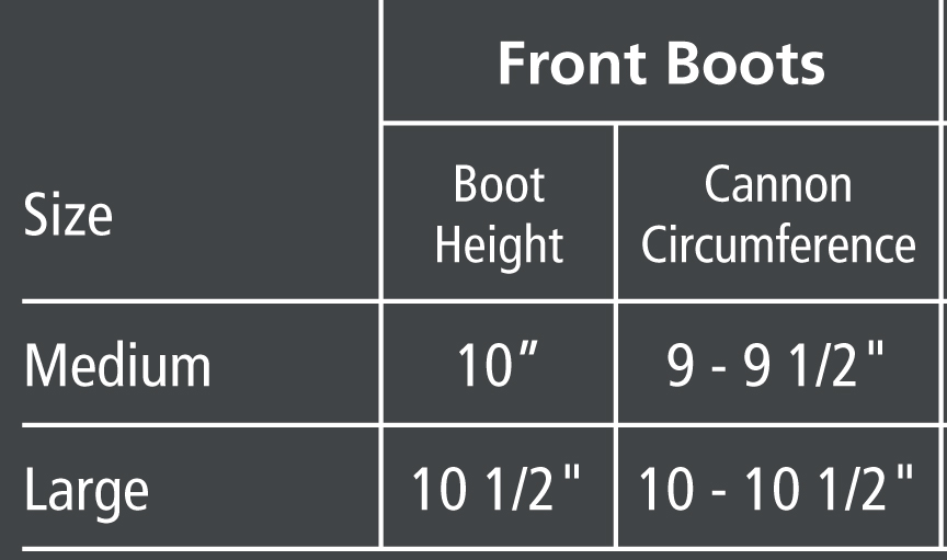 Veredus STS TRS Front Sport Boots Size Chart