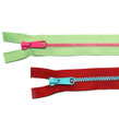 Brightly colored separating zippers from Kari Me Away