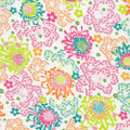 Bright Colored Mums and Flowers Lawn Fabric