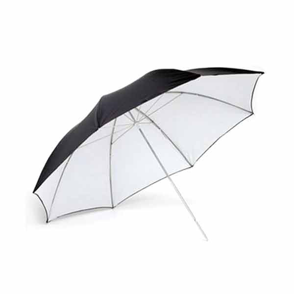 black and white umbrella with lights